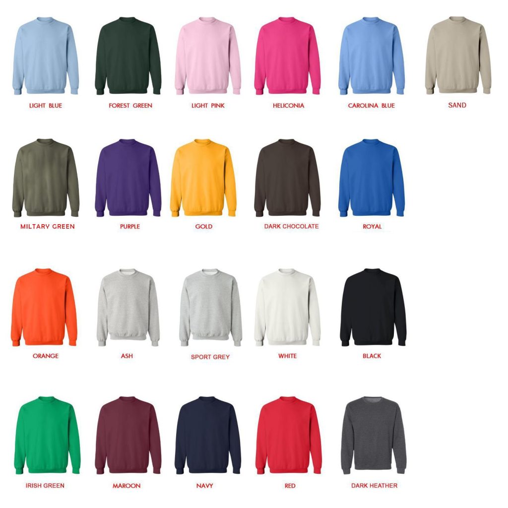 sweatshirt color chart - Shiba Inu Gifts Store