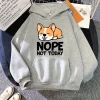 Harajuku Hoodie Women Not Today Shiba Dog Tees Tops Funny Long Sleeve Clothes Oversized Crewneck Sweatshirt 1 - Shiba Inu Gifts Store
