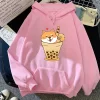 Kawaii Shiba Inu Boba Milk Tea Hoodie Aesthetic Clothes Harajuku Hoodies Fashion Women Cartoon Pullover Sweatshirts 2 - Shiba Inu Gifts