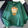 Kawaii Shiba Inu Boba Milk Tea Hoodie Aesthetic Clothes Harajuku Hoodies Fashion Women Cartoon Pullover Sweatshirts 3 - Shiba Inu Gifts