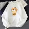 Kawaii Shiba Inu Boba Milk Tea Hoodie Aesthetic Clothes Harajuku Hoodies Fashion Women Cartoon Pullover Sweatshirts 4 - Shiba Inu Gifts