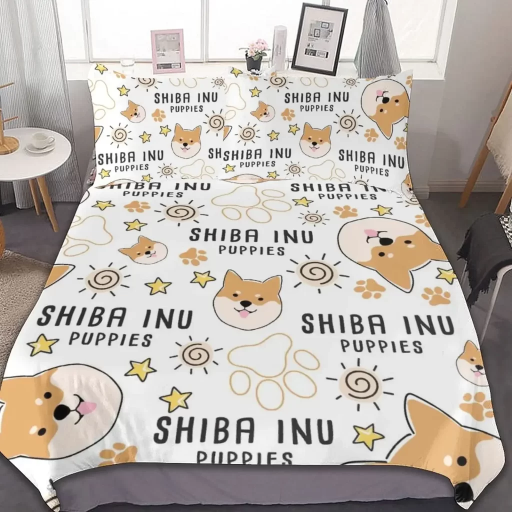 Shiba Inu Duvet Cover Set Cute Shiba Inu Bedding Set Cute Yellow Dog Cartoon Animal Farmhouse 1 - Shiba Inu Gifts