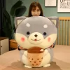 Kawaii Bubble Tea Dog Plush Toy Shiba Inu Stuffed Animal Plushie Doll Milk Tea Husky Boba - Shiba Inu Gifts Store