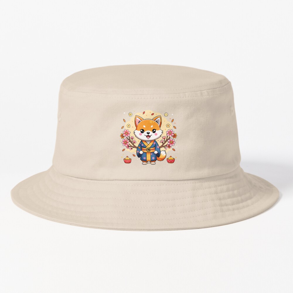 Cute Shiba Inu Dog Wearing Kimano Bucket Hat - Shiba Inu Gifts