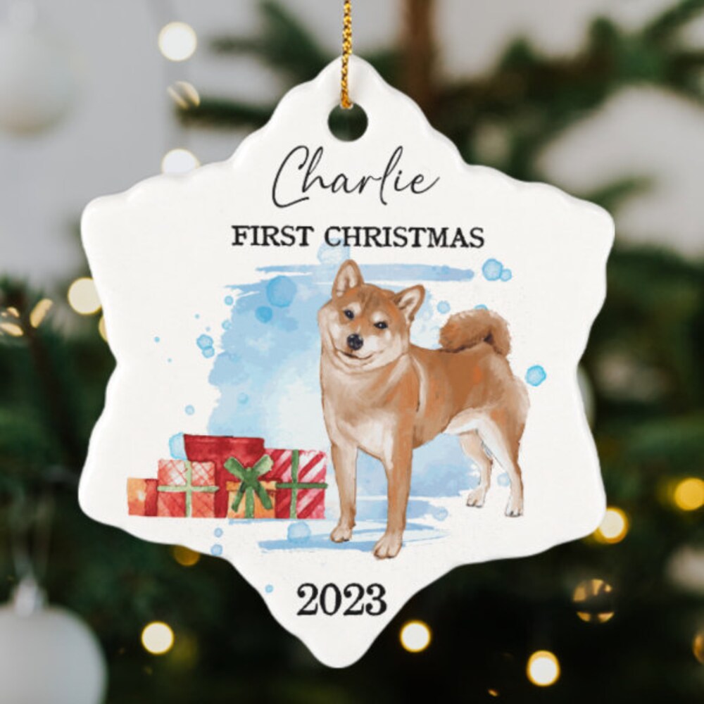 Personalized Shiba Inu Dog Snowflake Ornament - Shiba Inu Gifts