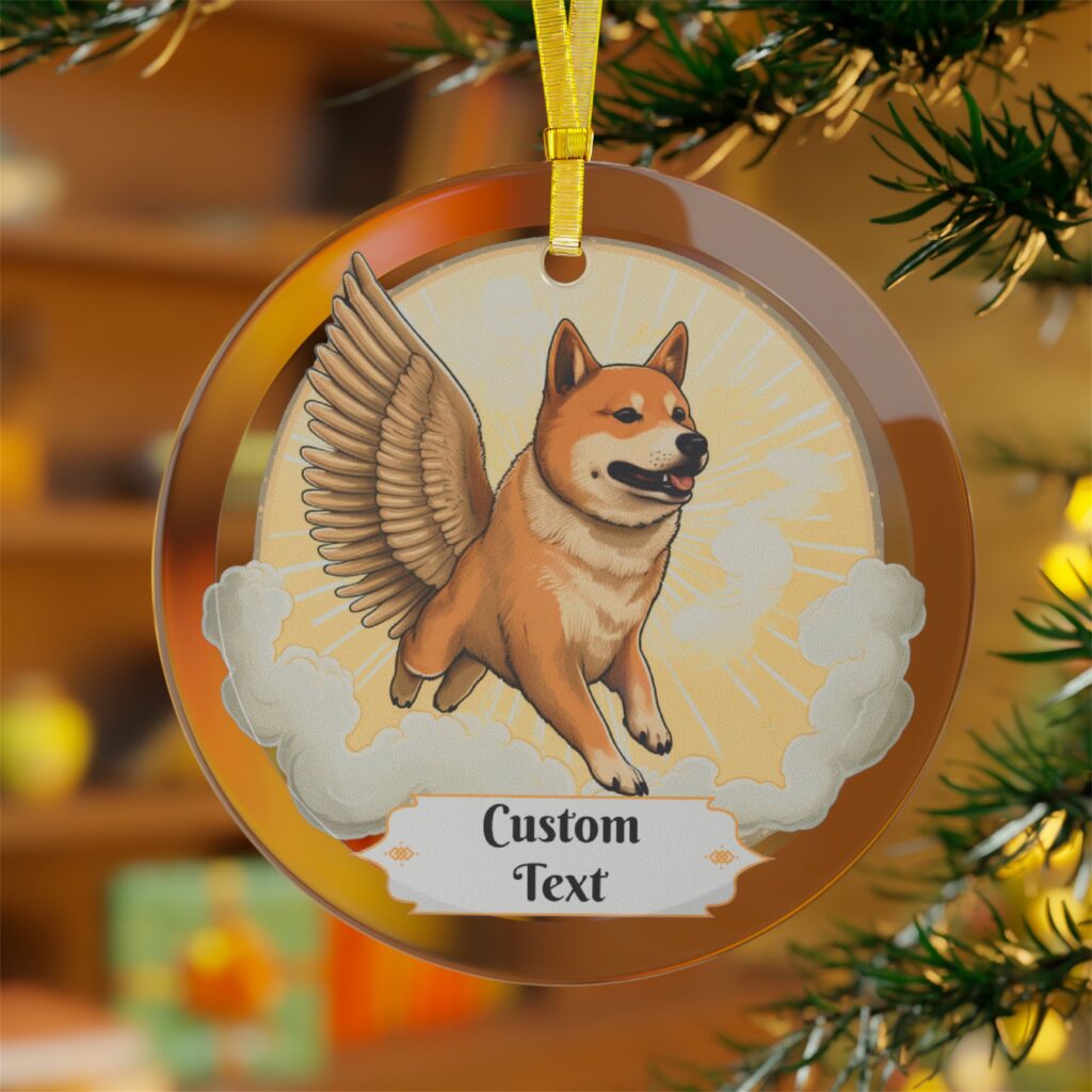 Shiba Inu Dog Angel Custom Glass Ornament - Shiba Inu Gifts